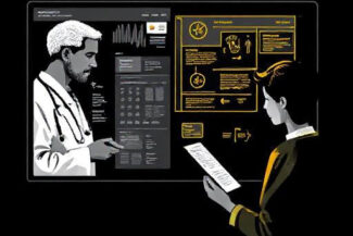 two people looking at medical charts